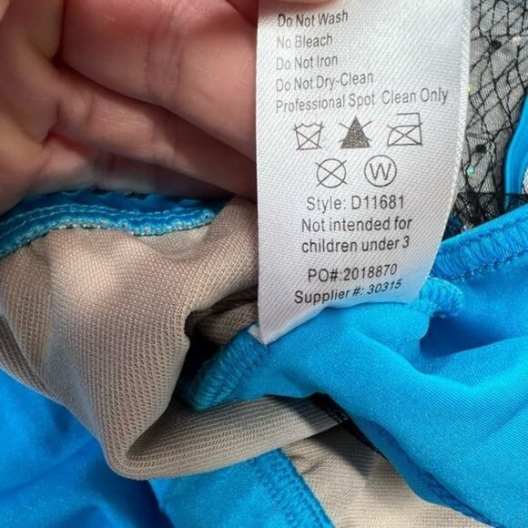 Weissman Elite Rhinestone Mesh Feather Dress Costume in Blue NEW Adult Size XL - Picture 9 of 10